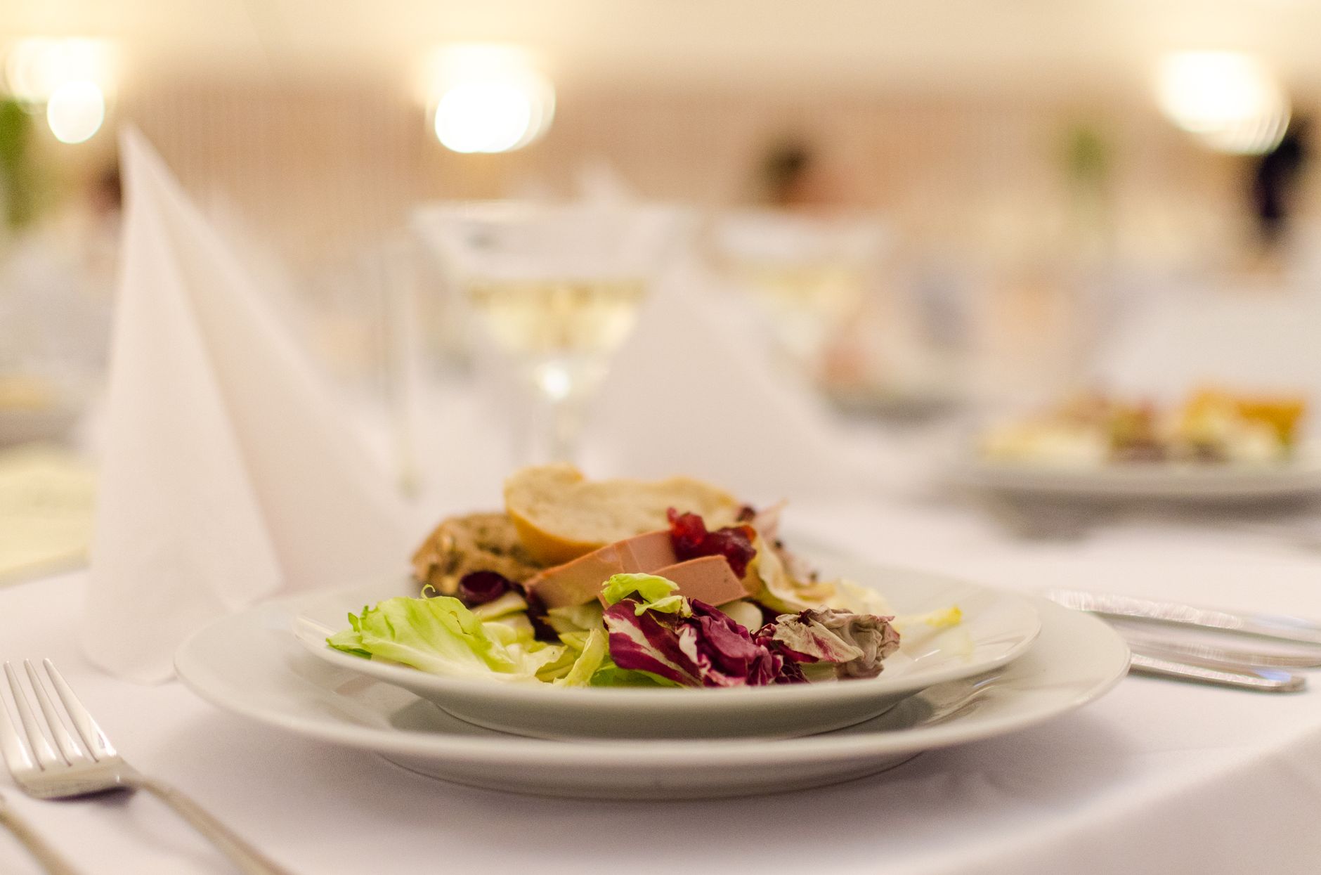 Elegantly plated wedding dinner