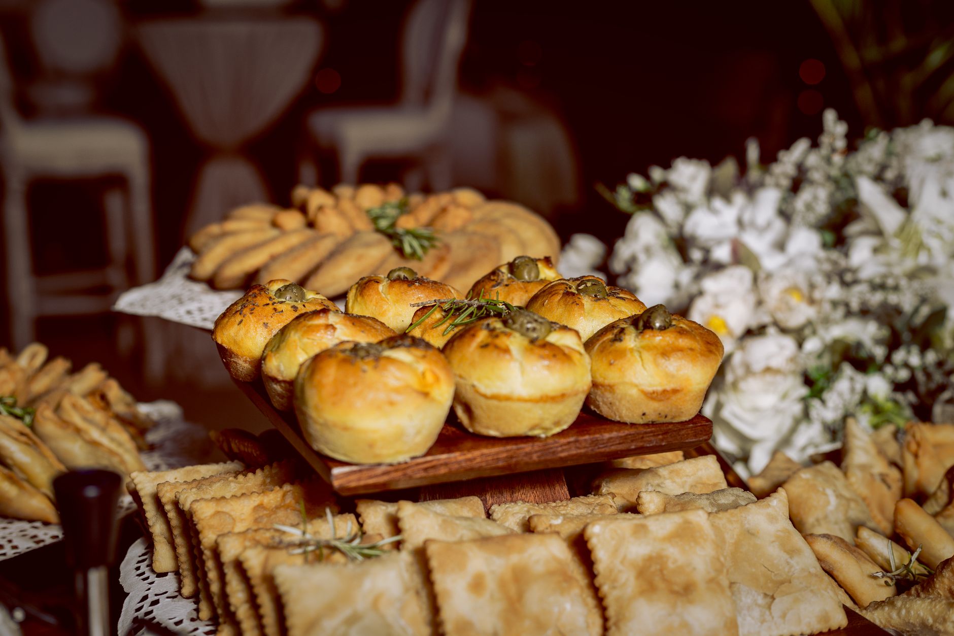 Wedding reception catering setup