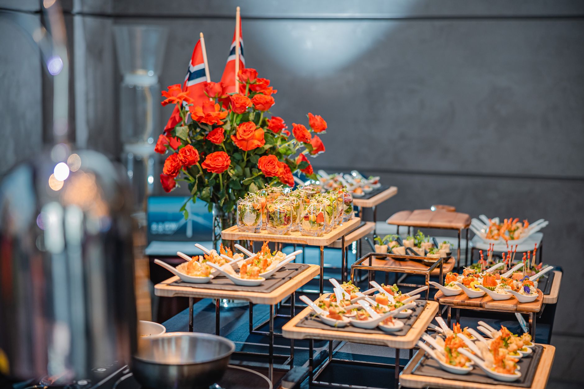 Catering station with appetizers for a party